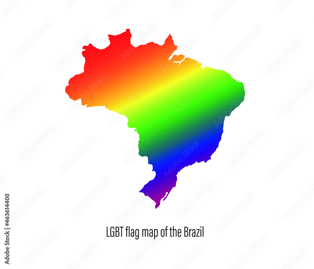 Brazil map with rainbow colors. The concept of equal rights for homosexuals. editable vector.
Brazil map with rainbow colors. The concept of equal rights for homosexuals. editable vector.