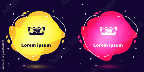 Set line Washing under 60 degrees celsius icon isolated on blue background. Temperature wash. Abstract banner with liquid shapes. Vector