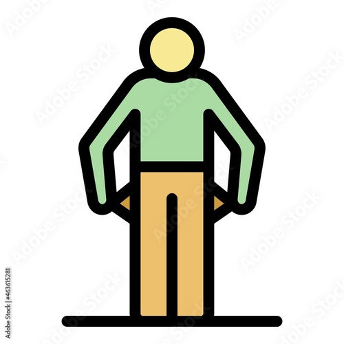 Man get fired icon. Outline man get fired vector icon color flat isolated