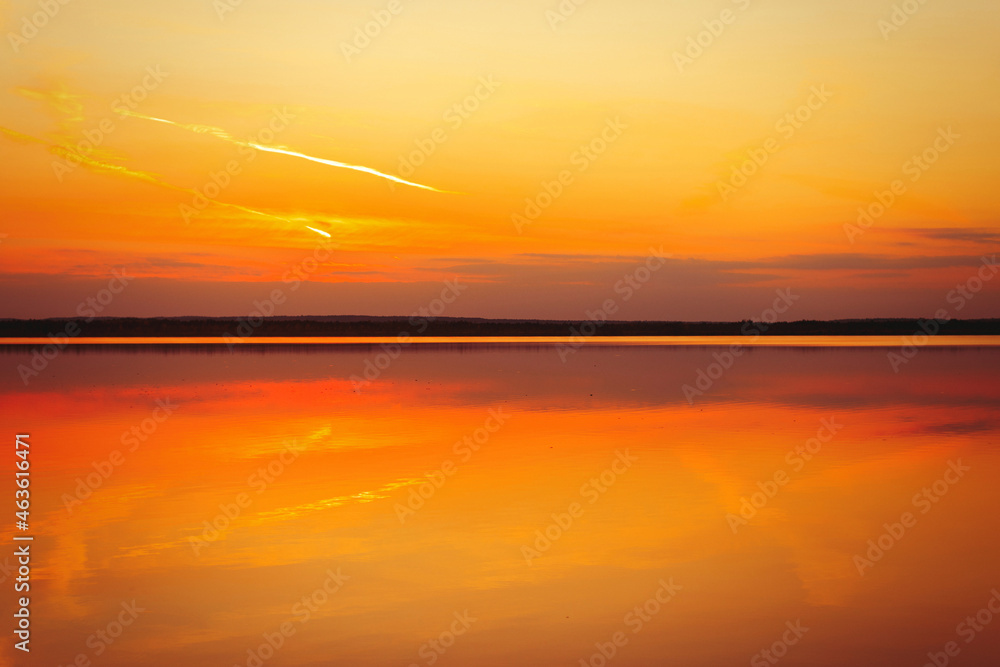 Reflection of a beautiful sunset over the water