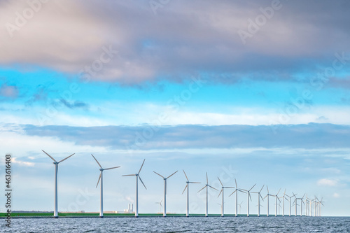 Wind turbines on the Ketelmeer, Flevoland Province, The Netherlands photo