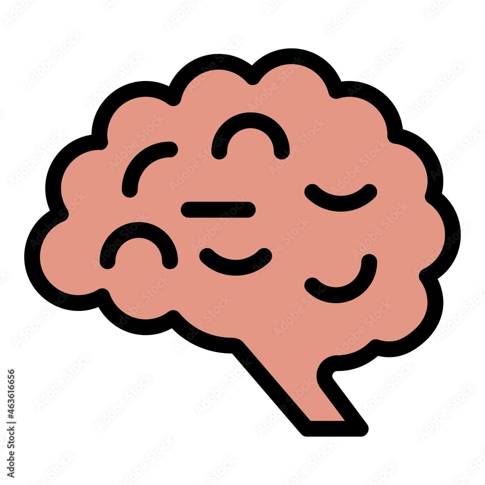 Sadness brain icon. Outline sadness brain vector icon color flat isolated Sadness brain icon. Outline sadness brain vector icon color flat isolated