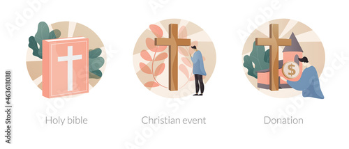 Church gathering abstract concept vector illustrations.