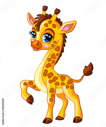 Little funny cute cartoon giraffe vector illustration