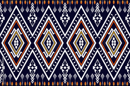 Wallpaper Mural Geometric ethnic pattern seamless design for background or wallpaper. Ikat fabric pattern design concept. indian pattern fabric.black and white color patern. Torontodigital.ca