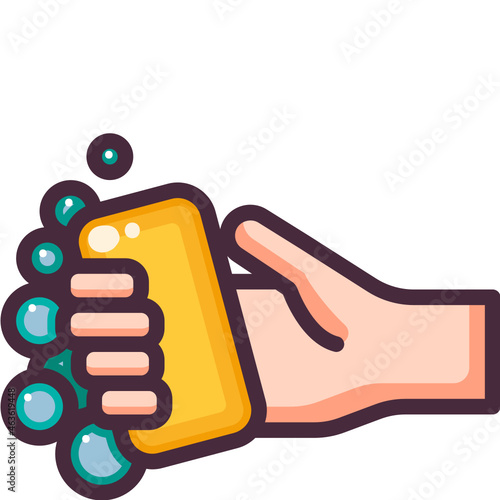 washing hand line icon