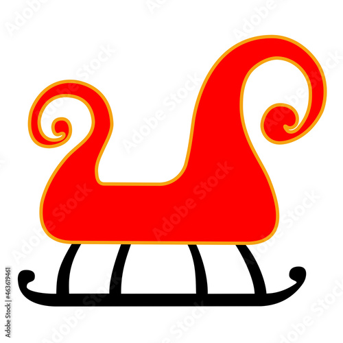 illustration of red sleigh 