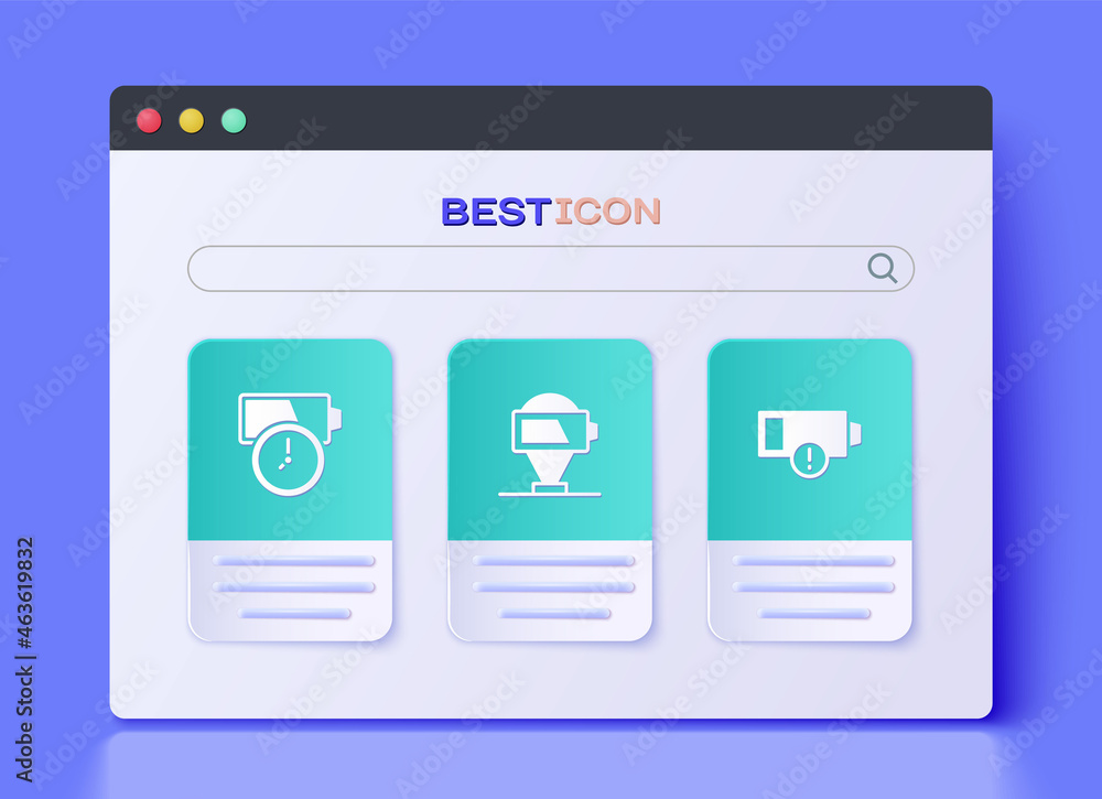 Set Battery charge, and Low battery icon. Vector Set Battery charge, and Low battery icon. Vector