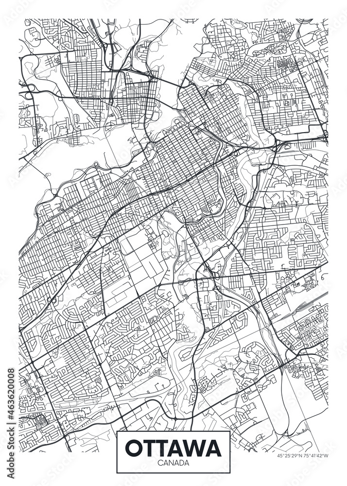 City map Ottawa, travel vector poster design