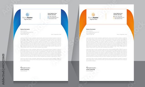 Letterhead format template, business style letterhead design template. Company letterhead template designs.