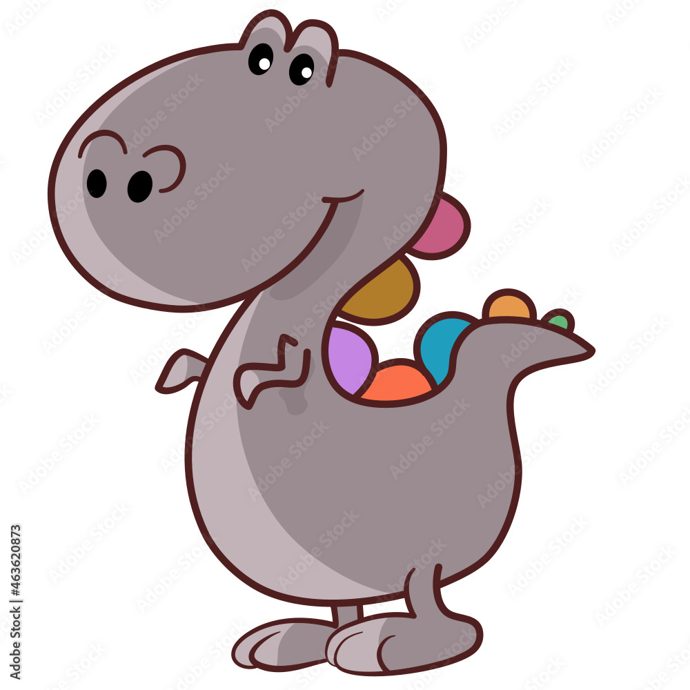 Cute gray dinosaur standing and smiling on white background. Cute gray dinosaur standing and smiling on white background.