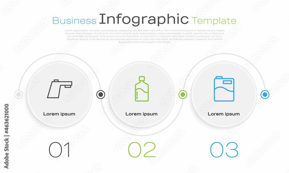 Set line Water tap, Big bottle with clean water and . Business infographic template. Vector Set line Water tap, Big bottle with clean water and . Business infographic template. Vector