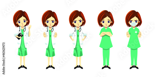 illustration of cute doctors woman vector design