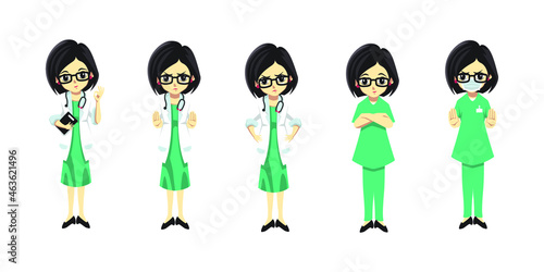 illustration of cute wearglasses beatiful doctors vector design