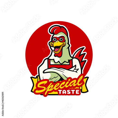 illustration of cute chicken chef vector design