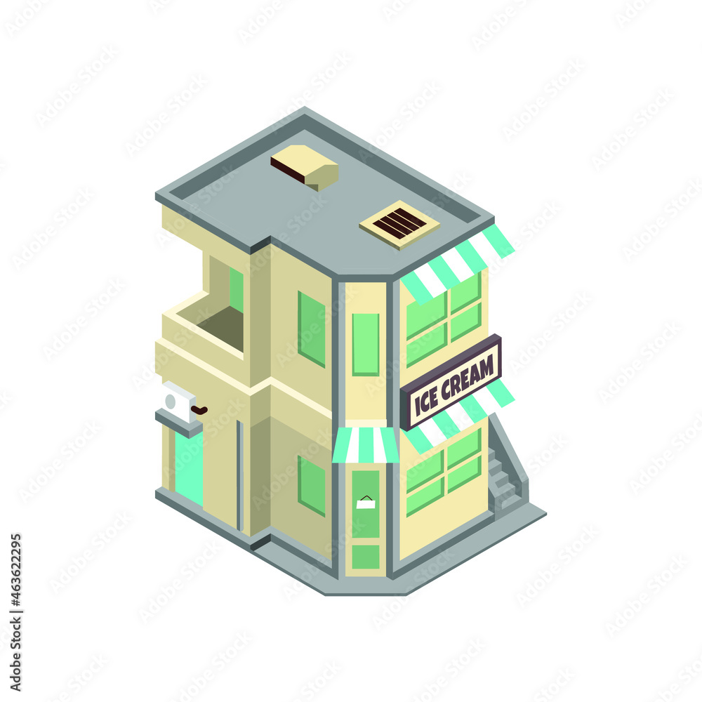 illustration of isometric ice cream cafe vector design illustration of isometric ice cream cafe vector design