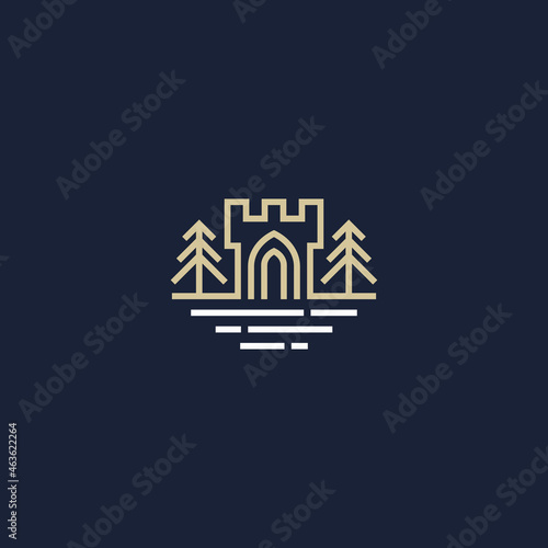 fortress logo line abstract vector