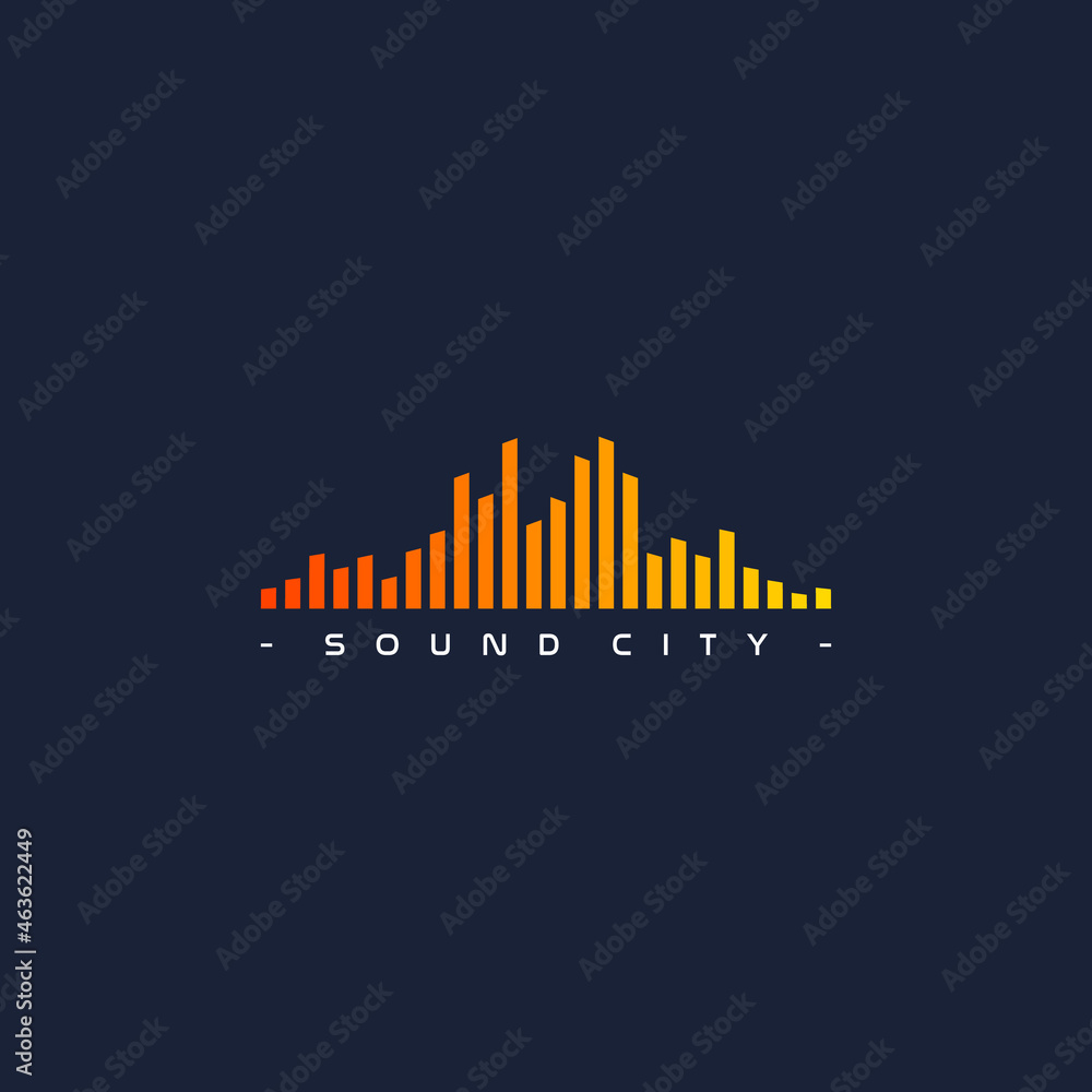 sound city logo building illustration