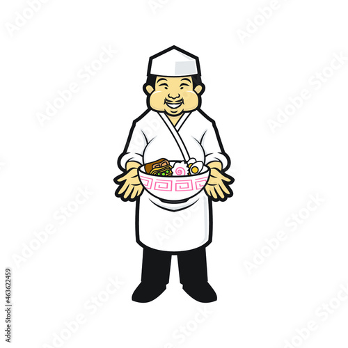 illustration of japanese chef cartoon vector design