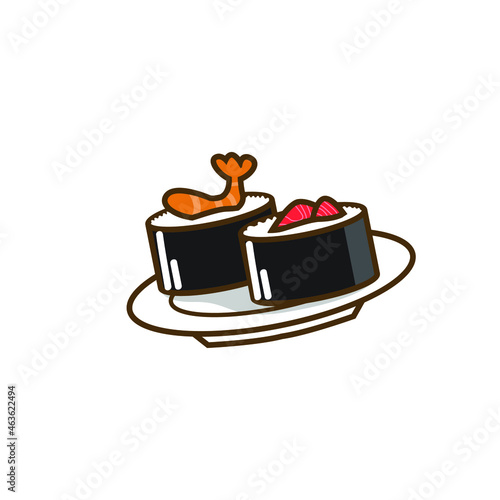 illustration of japanese fresh sea food roll vector design