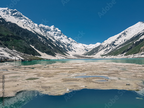Fototapeta Naklejka Na Ścianę i Meble -  Saiful Malook, is a mountainous lake located in the Mansehra district of Khyber Pakhtunkhwa, about 9 km (5.6 mi) at the northern end of the Kaghan Valley! 