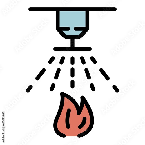 Fire building prevention icon. Outline fire building prevention vector icon color flat isolated