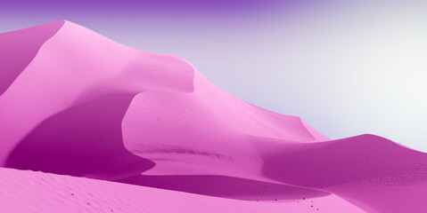 Papier peint photo Pourpre Purple dunes and sky. Desert dunes landscape with contrast skies. Minimal abstract background. 3d rendering  © ekostsov