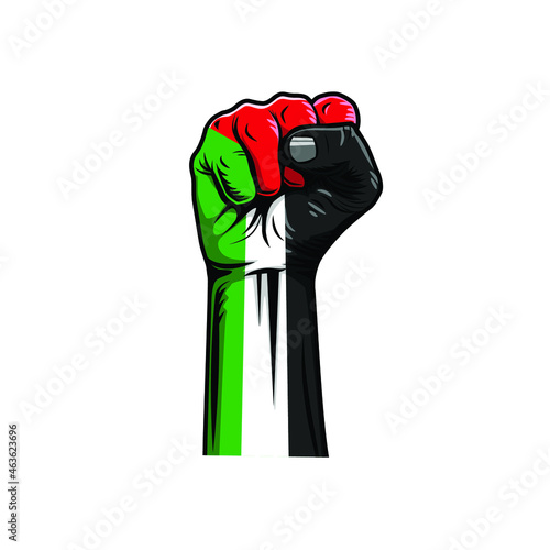 illustration fist with color of palestine flag vector design