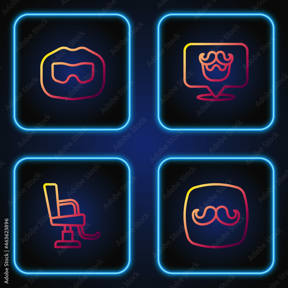 Set line Barbershop, chair, Mustache and beard and . Gradient color icons. Vector Set line Barbershop, chair, Mustache and beard and . Gradient color icons. Vector