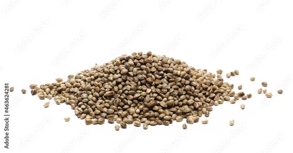 Hemp seeds isolated on white Hemp seeds isolated on white