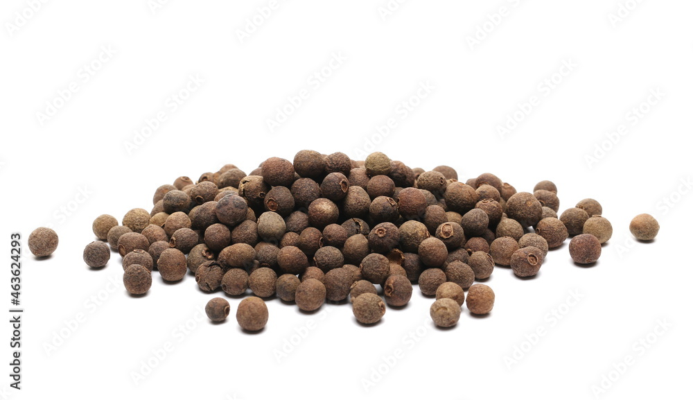 Allspice pile isolated on white background, Jamaica pepper Allspice pile isolated on white background, Jamaica pepper