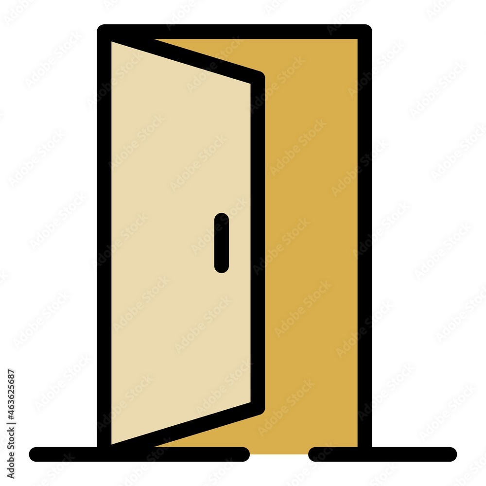 Exit door icon. Outline exit door vector icon color flat isolated Exit door icon. Outline exit door vector icon color flat isolated