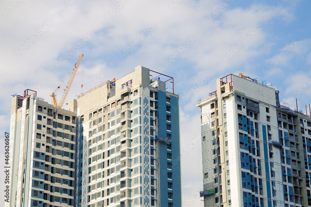 Fototapeta premium Construction site of building skyscraper and windows pattern