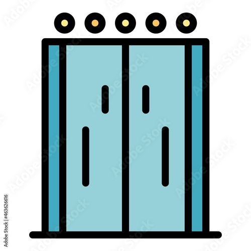 Elevator doors with indicator icon. Outline elevator doors with indicator vector icon color flat isolated