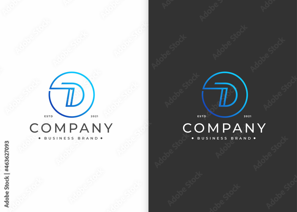 Letter D logo design with circle shape Letter D logo design with circle shape