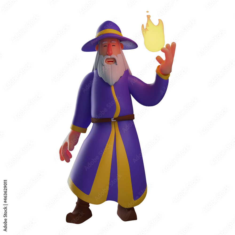 Smiley Face Witch 3D Cartoon Illustration showing a fire Smiley Face Witch 3D Cartoon Illustration showing a fire
