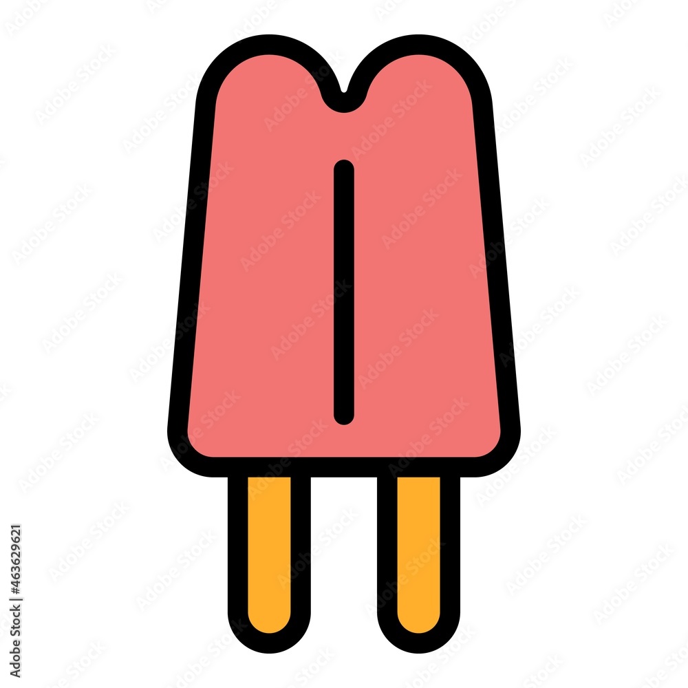 Double stick ice cream icon. Outline double stick ice cream vector icon color flat isolated Double stick ice cream icon. Outline double stick ice cream vector icon color flat isolated
