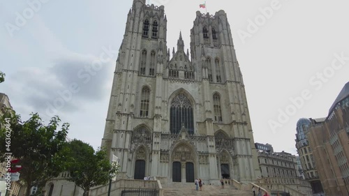 Around of the St Michael and St Gudula Cathedral in Brussels on a sunny day in summer photo