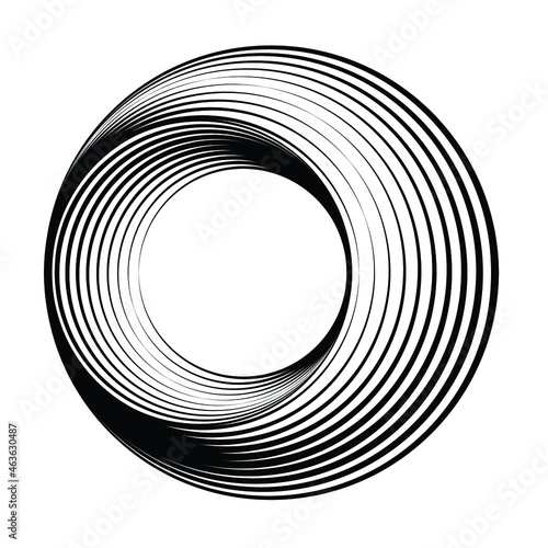 Abstract Lines Background with geometric circles . Vector rotating spiral Line Design . Poster template . Concentric circles logo .Minimal art 