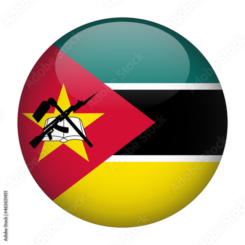 Free Download Mozambique 3D Rounded Country Flag button Icon - GFXLoad