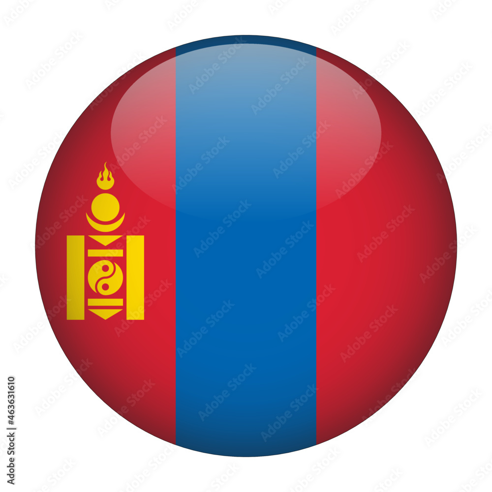 Naklejka premium Mongolia 3D Rounded Country Flag button Icon