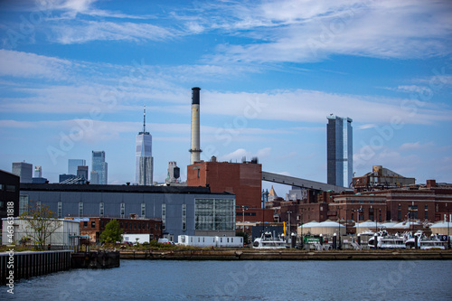 A view of the Brooklyn Navy Yard from the East River in New York City