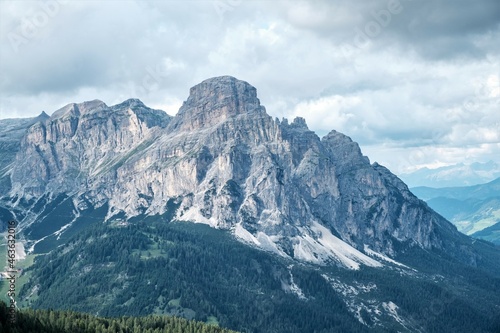 Corvara - August: view of Sassongher from Corvara in summer