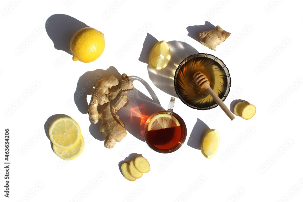 Products for the treatment of colds. Honey, ginger and lemon.