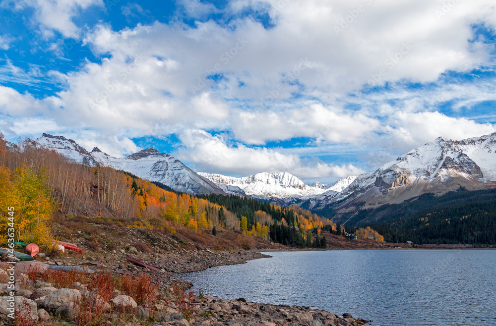 Rocky Mountain Lake and Mountains In Colorado Af Fall Time