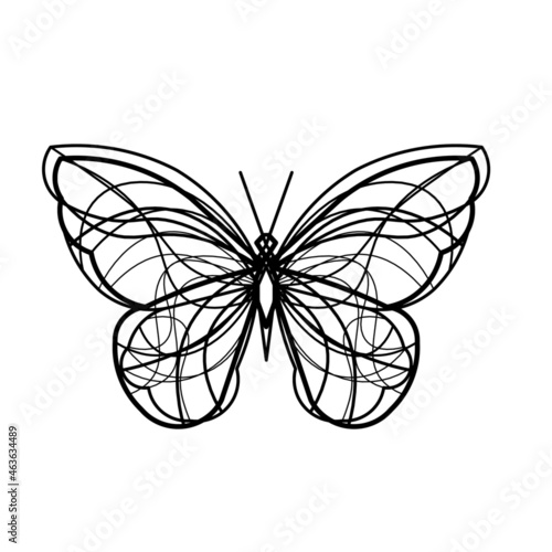 Abstract wave butterfly line icon  isolated on the white. Vector