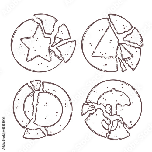 Hand drawn dalgona Korean sponge candy Vector. Sugar honeycomb.