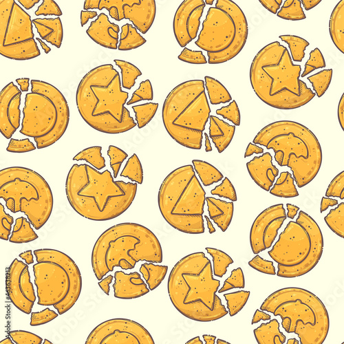 Seamless pattern dalgona Korean sponge candy Vector. Sugar honeycomb.