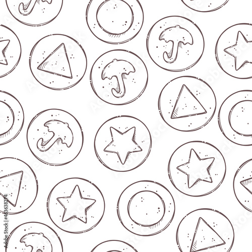 Seamless pattern dalgona Korean sponge candy Vector. Sugar honeycomb.