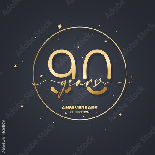 90 years anniversary logo template. 90th birthday, wedding anniversary icon. Trendy symbol image. Vector EPS 10. Isolated on background photo